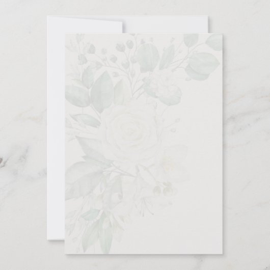 Elegant Watercolor White Roses Wedding Invitation 招待状 (裏面)