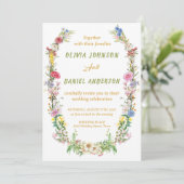 Elegant Watercolor Wild Flowers Wedding 招待状 (スタンド正面)