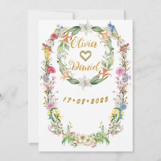 Elegant Watercolor Wild Flowers Wedding 招待状 (裏面)