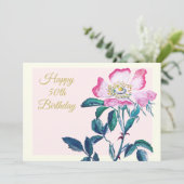 Elegant Watercolor Wild Rose 50th Birthday シーズンカード (スタンド正面)