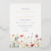 Elegant Watercolor Wildflower Foil Invitation 箔招待状 (正面)