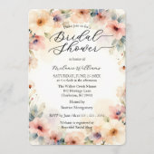 Elegant Watercolor Wildflower Garden Bridal Shower 招待状 (正面)