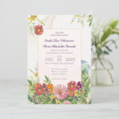Elegant Watercolor Wildflower Garden Wedding 招待状 (スタンド正面)