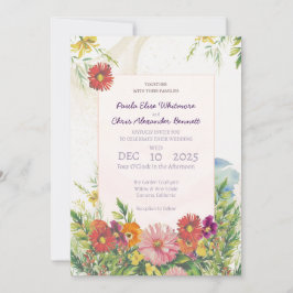 Elegant Watercolor Wildflower Garden Wedding 招待状