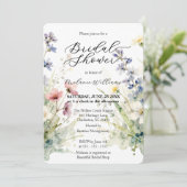 Elegant Watercolor Wildflower Meadow Bridal Shower 招待状 (スタンド正面)