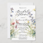 Elegant Watercolor Wildflower Meadow Bridal Shower 招待状 (正面)