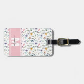 Elegant Watercolor Wildflower Monogram ラゲッジタグ (正面横)