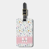 Elegant Watercolor Wildflower Monogram ラゲッジタグ (正面縦)
