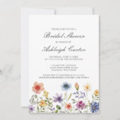 Elegant Watercolor Wildflower Spring Bridal Shower 招待状 (正面)