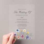 Elegant Watercolor Wildflower Spring Wedding アクリル招待状 (インサイチュ (ポータブル))