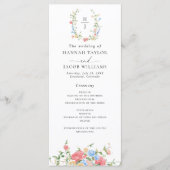 Elegant Watercolor Wildflower Wedding Program プログラム (正面)