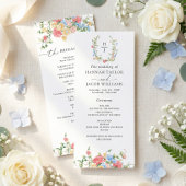 Elegant Watercolor Wildflower Wedding Program プログラム