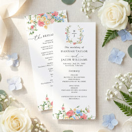 Elegant Watercolor Wildflower Wedding Program プログラム