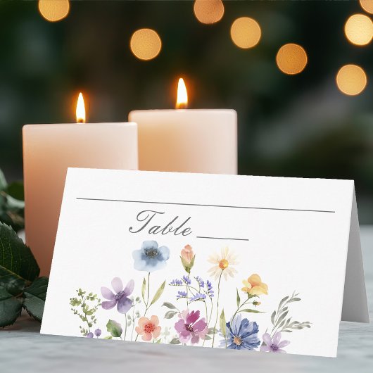 Elegant Watercolor Wildflowers Spring Wedding プレイスカード