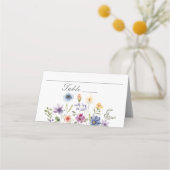 Elegant Watercolor Wildflowers Spring Wedding プレイスカード (裏面)
