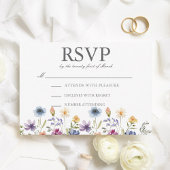 Elegant Watercolor Wildflowers Spring Wedding 出欠カード