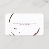 Elegant Watercolor Wine Stain Gold Wine Glass  名刺 (裏面)