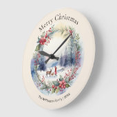 Elegant Watercolor Winter Snow Scene  ラージ壁時計 (傾斜)