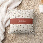 Elegant Watercolor Woodland Monogram Name クッション (ブランケット)