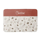 Elegant Watercolor Woodland Winterberry Monogram バスマット (正面)