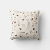 Elegant Watercolor Woodland Winterberry Pattern クッション (正面)