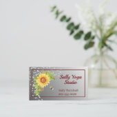 Elegant Watercolor Yellow Sunflower Business Card 名刺 (スタンド正面)