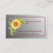 Elegant Watercolor Yellow Sunflower Business Card 名刺 (裏面)