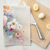 Elegant Watercolour Aquarell Flower Art Template キッチンタオル (四つ折り)