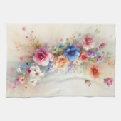 Elegant Watercolour Aquarell Flower Art Template キッチンタオル (横)