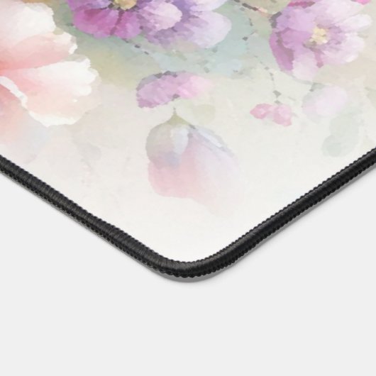 Elegant Watercolour Flowers Custom Name Text デスクマット (コーナー)