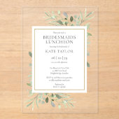 Elegant Watercolour Greenery Bridesmaids' Lunch アクリル招待状 (正面)