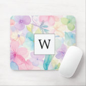 Elegant watercooler Monogramed Flowers マウスパッド (マウス)