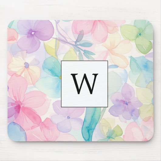 Elegant watercooler Monogramed Flowers マウスパッド (正面)