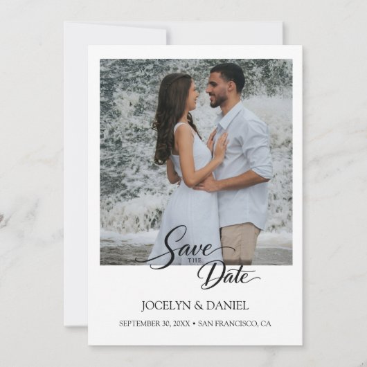 Elegant Waterfall Photo Save the Date Card 招待状 (正面)