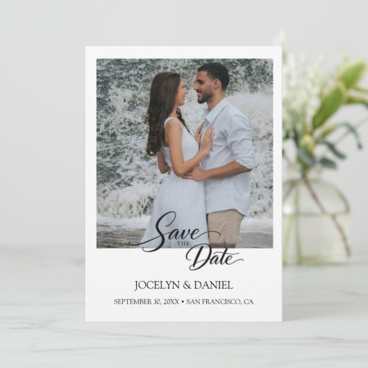 Elegant Waterfall Photo Save the Date Card 招待状 (スタンド正面)