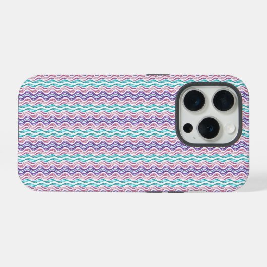 Elegant Wavy Abstract Pattern iPhone Case iPhoneケース (裏面横)