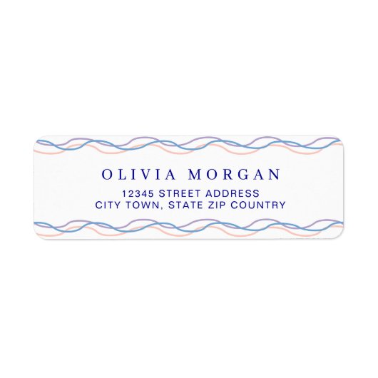 Elegant wavy border soft pastel tones Address ラベル (正面)