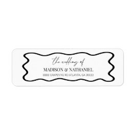 Elegant Wavy Border Wedding Return Address ラベル