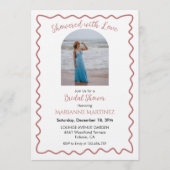 Elegant Wavy Frame Bridal Shower Photo Invitation 招待状 (正面)