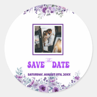 Elegant Wedding 007 by Nasrin Save the Date ラウンドシール