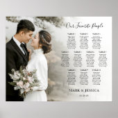 Elegant Wedding 10 table Seating Chart with Photo ポスター (正面)