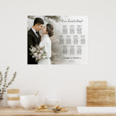 Elegant Wedding 10 table Seating Chart with Photo ポスター (キッチン)
