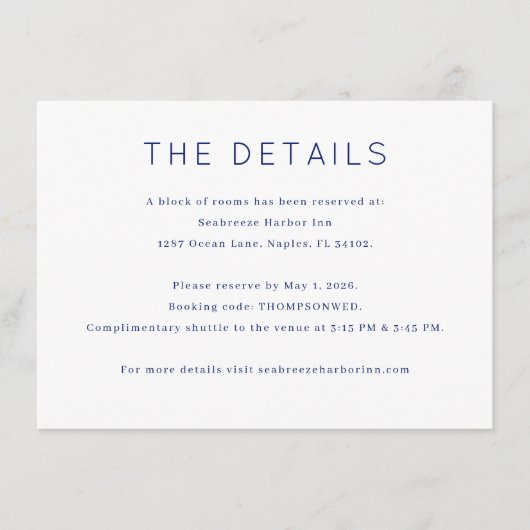 Elegant Wedding Accommodation Details エンクロージャーカード (正面)