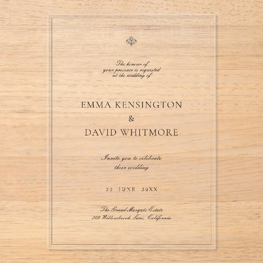 Elegant Wedding Acrylic Invitation アクリル招待状 (正面)