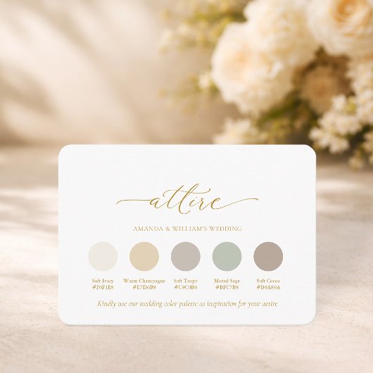 Elegant Wedding Attire Color Palette Card 招待状
