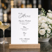 Elegant Wedding Bar Menu Sign 招待状