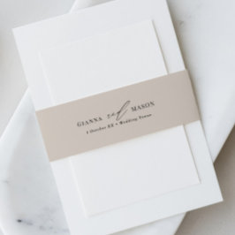 Elegant Wedding Belly Band with Calligraphy Font 招待状ベリーバンド