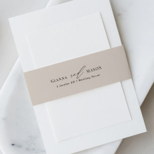 Elegant Wedding Belly Band with Calligraphy Font 招待状ベリーバンド
