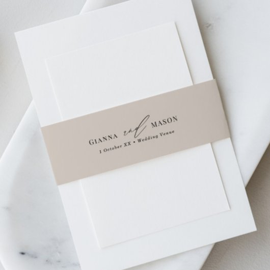 Elegant Wedding Belly Band with Calligraphy Font 招待状ベリーバンド