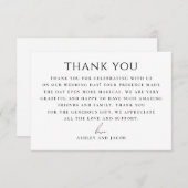 Elegant Wedding | Black & White Minimalist Classic サンキューカード (正面/裏面)